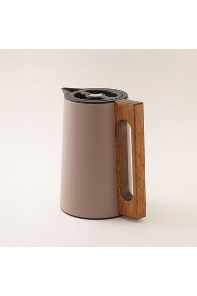 Dallaty steel vacuum flask flask with wood handle 0.6L, dark beige