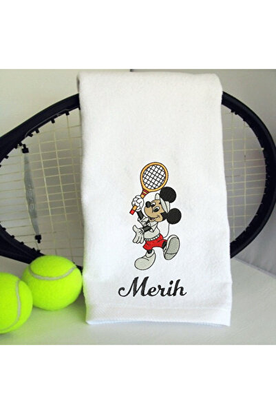 Ursa Tennis Player Mickey Mouse Design Name Writing Embroidered Sports Towel ...