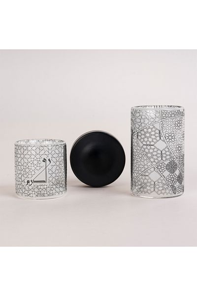 Dallaty glass with black patterns Tea and coffee cups set 18 pcs