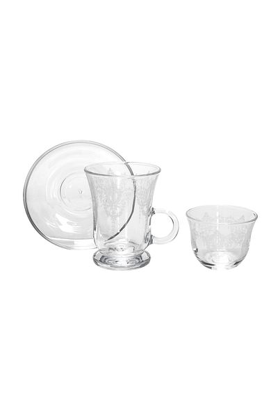 Generic Tea & Coffee Set 18 Pieces Elenor Transparent Pattren