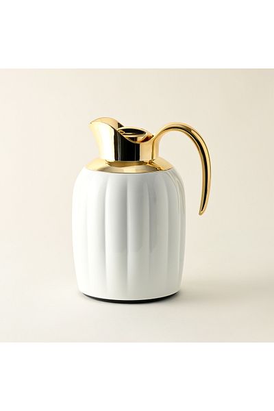 Dallaty pumpk steel vacuum flask white and gold 1L