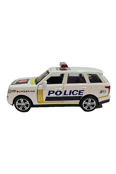 OEM Metal car model with rubber wheels, opening doors, police with lights and sounds, 1:32, white