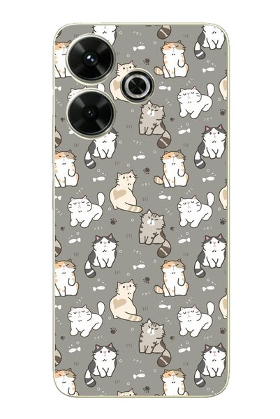 TechTree Redmi 13 Compatible Tiny Cute Cats Transparent Silicone Case