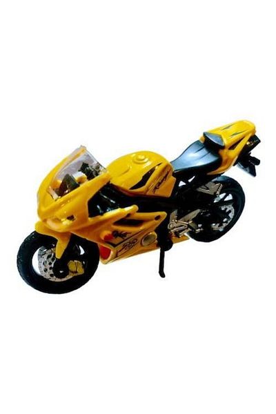 OEM Metal Motorcycle with Rubber Wheels, 1:18 Scale, Yellow