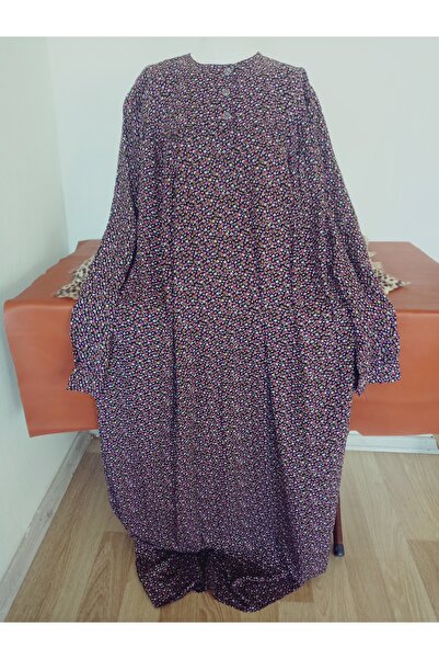 hoaryage Robadan Uzun Kollu %100 Viskon Basma Çiçekli Anne ELBİSE, Namaz Elbisesi