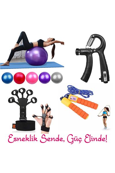 Blooming Plus Pilates Ball 65 cm + Counter Hand Spring + Counter Jump Rope + Wrist Strengthening