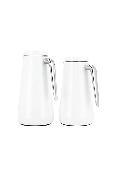 Dallaty set of 2 steel vacuum flask white/chrome 1.0L and 1..3L