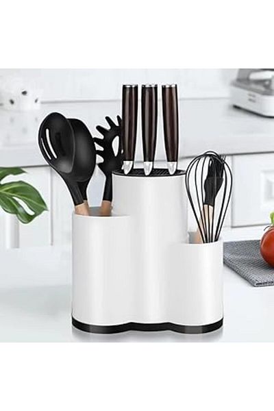 NETWORK ART Bovlen Countertop Knife Stand with Removable Bowl - Knife Holder - Spoon Holder - Ladle Holder - Kitchen Organizer