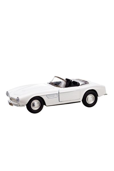 OEM Convertible metal toy car, old car, model with two doors that open, pull back, 1:32, white