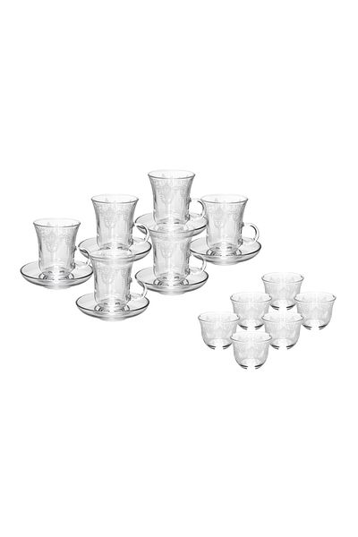 Generic Tea & Coffee Set 18 Pieces Elenor Transparent Pattren