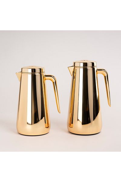 Dallaty set of 2 steel vacuum flask gold 1.0L and 1..3L