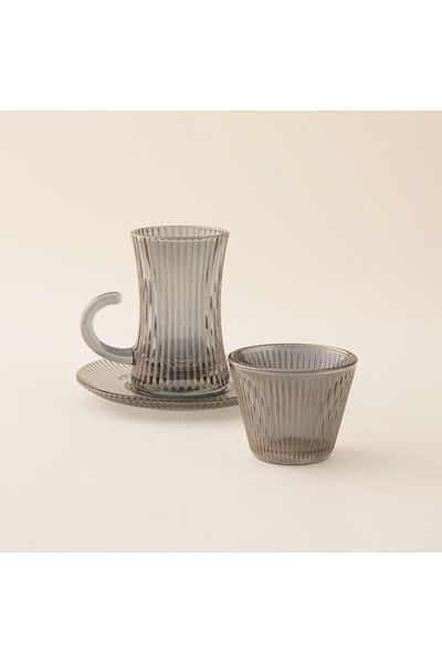 Dallaty 18pcs glass tea and coffee set, grey