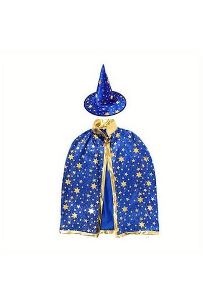 OEM Costum de Halloween, pelerină și pălărie, 3-7 ani, albastru