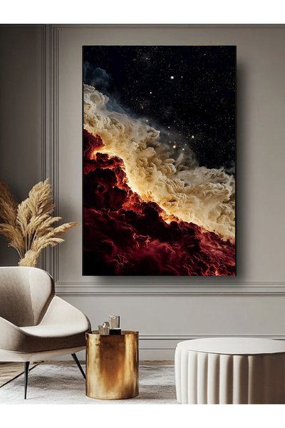 ESLEM KIRMIZI BEYAZ SİS GÖKYÜZÜ KANVAS KANVAS TABLO