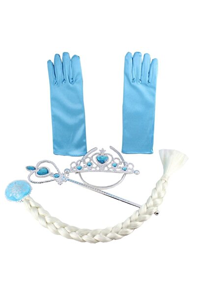 Frozen Set accesorii Regina Elsa , codita impletita, diademă, mănuși și baghetă magică