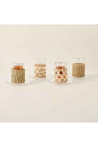 Dallaty glass set of 8 tea cups & saucer 90ML