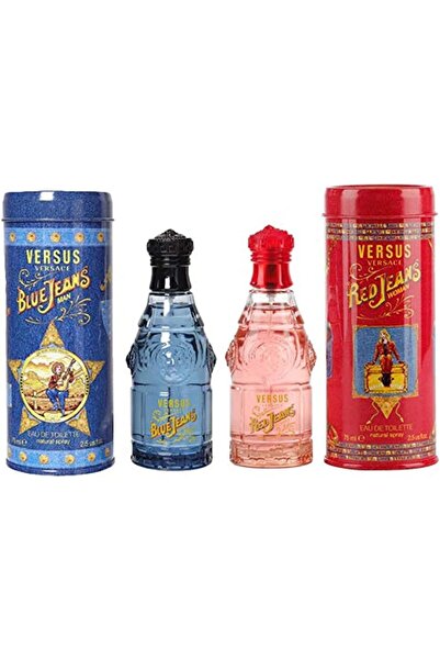 Versace Blue Jeans Men 75ml And Red Jeans Women 75ml - Set Of 2