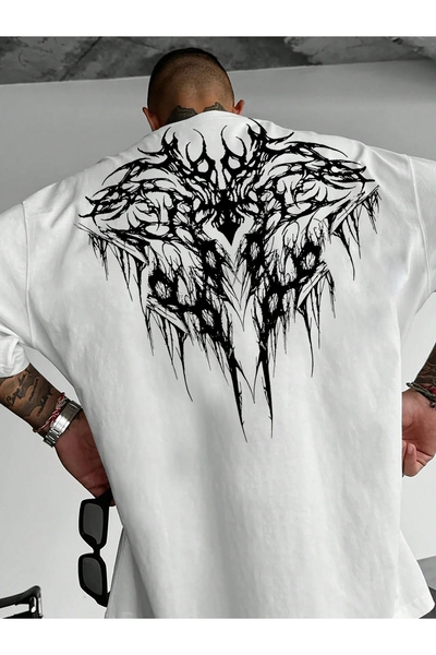 cc collection Erkek oversize Gotil Desen baskılı T-shirt rahat ve şık Tasarım