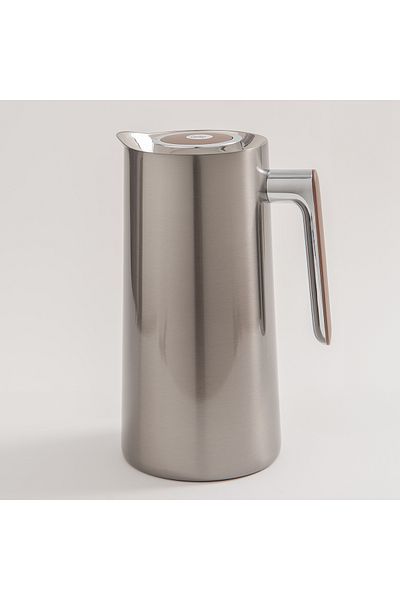 Dallaty 1L dark silver steel vacuum flask with wooden handle
