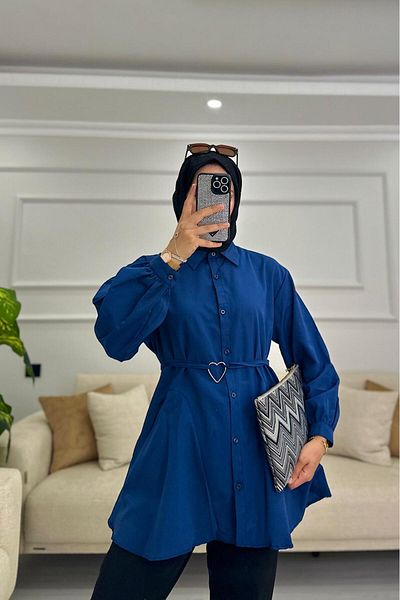 HİFADEN Γυναικείο πουκάμισο Hijab με λεπτομέρεια με αγκράφα στη μέση