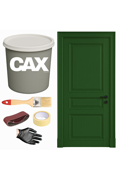 caxcolors AHŞAP & LAKE VERNİKLİ KAPI AKRİLİK BOYA SETİ 1 LİTRE + FIRÇA + ZIMPARA + BANT + ELDİVEN