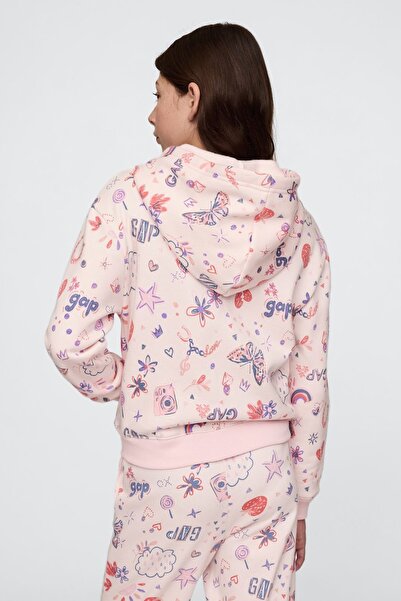 GAP Kız Çocuk | Logo Fransız Havlu Kumaş Fermuarlı Sweatshirt