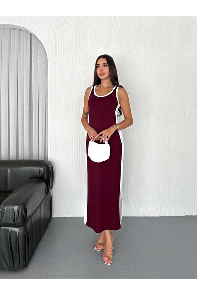 dignus Garnili Kolsuz Askılı yırtmaçlı spor günlük modal kumaş elbise