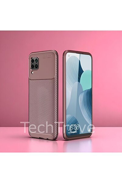 TechTrove Huawei P40 Lite Kılıf Kamera Korumalı Darbe Emici Karbon Fiber Dese...
