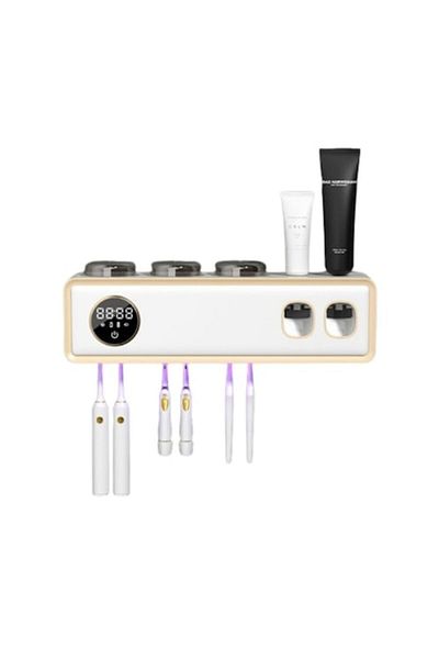 OEM Smart Toothbrush Holder with UV Sterilization and Washing - 6 Compartments, White