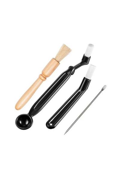 OEM Set 4 accesorii pentru curățarea espressorului, plastic/oțel inoxidabil, diverse dimensiuni, DA218, negru