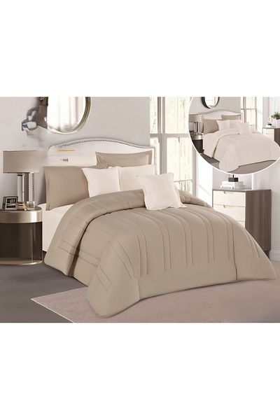 RedRosa Double bed sheet set, hotel print, double sided, to add beauty to your room decor, 8 pieces, quilt size 260x240 cm