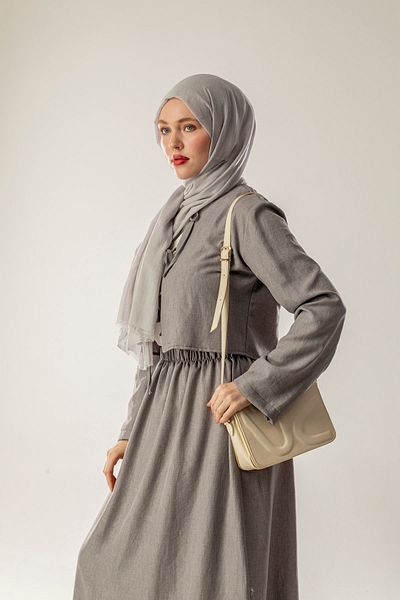 FLEUR SOİE Cotton Shal Open Gray