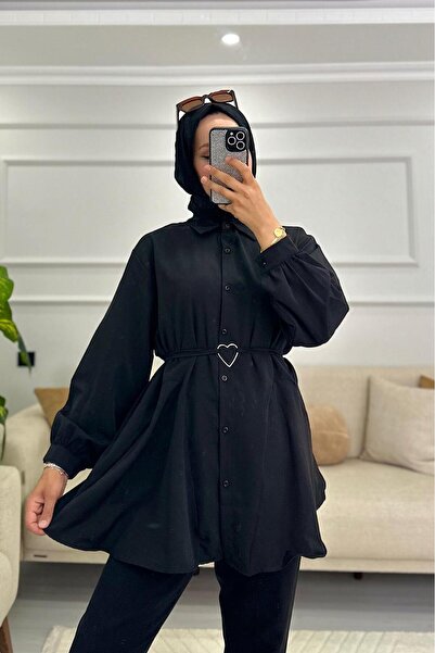 HİFADEN Γυναικείο πουκάμισο Hijab με λεπτομέρεια με αγκράφα στη μέση