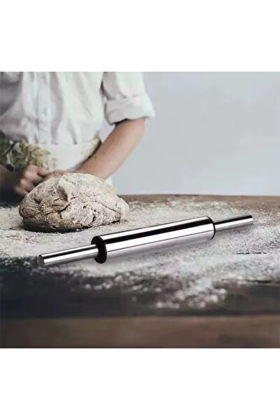 BKC HOME 360 Dönerli Çelik Merdane - Profesyonel Hamur Açma Merdanesi - 304 P...