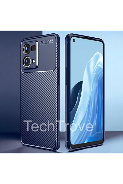 TechTrove Oppo Reno 7 4G Kılıf Kamera Korumalı Darbe Emici Karbon Fiber Desen...