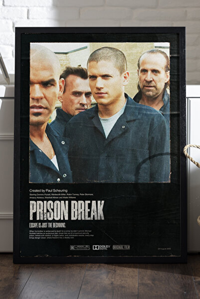 Duvarda Prison Break Siyah Ahşap Çerçeveli Poster, Film Duvar Tablosu