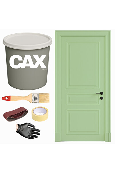 caxcolors AHŞAP & LAKE VERNİKLİ KAPI AKRİLİK BOYA SETİ 1 LİTRE + FIRÇA + ZIMPARA + BANT + ELDİVEN