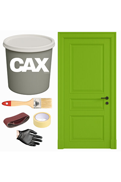 caxcolors AHŞAP & LAKE VERNİKLİ KAPI AKRİLİK BOYA SETİ 1 LİTRE + FIRÇA + ZIMPARA + BANT + ELDİVEN