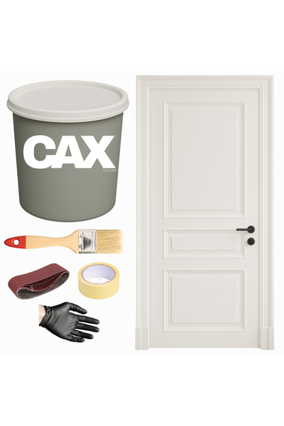 caxcolors AHŞAP & LAKE VERNİKLİ KAPI AKRİLİK BOYA SETİ 1 LİTRE + FIRÇA + ZIMPARA + BANT + ELDİVEN