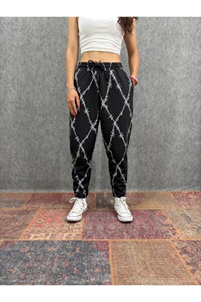 FıttingRoom Elastic Waist Carrot Patterned Trousers