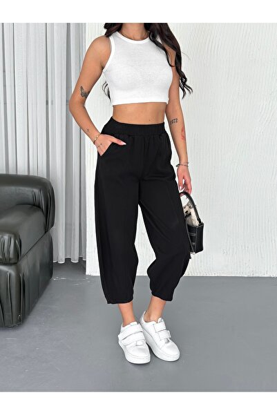 02Lady Fashion BELİ LATİKLİ DİKİŞ DETAYLI GABARDİN KUMAŞ PANTOLON