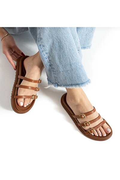 defile ayakkabi Kadın Taba Terlik