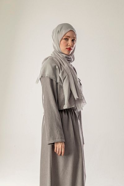 FLEUR SOİE Cotton Shal Open Gray