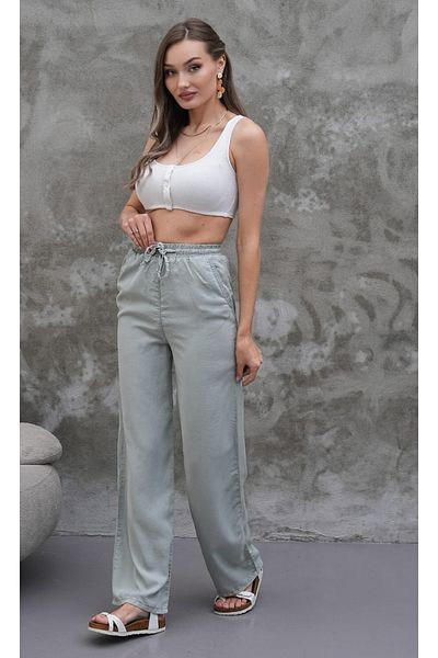 Rich Star Wide Leg Elastic Waist Thin Fabric Trousers