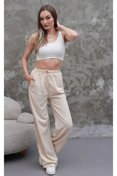 Rich Star Wide Leg Elastic Waist Thin Fabric Trousers