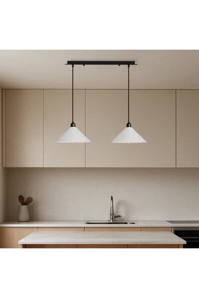 RİOLİGHT VİNTAGE,RETRO,RUSTİK BEYAZ BAŞLIK METAL 2XE27 MASA ÜSTÜ SIRALI AVİZE...