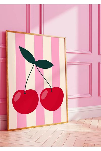 NT Handmade Natural Wooden Framed Uv Printing Cherry Pattern Painting Set – Modern & Stylish Wall Decor