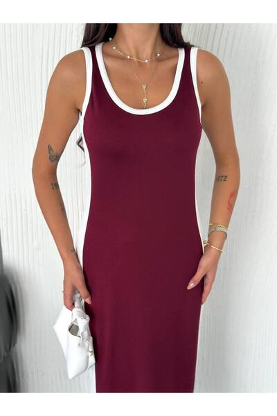 dignus Garnili Kolsuz Askılı yırtmaçlı spor günlük modal kumaş elbise