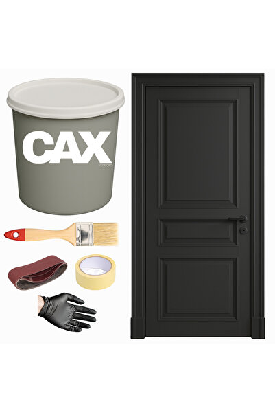 caxcolors AHŞAP & LAKE VERNİKLİ KAPI AKRİLİK BOYA SETİ 1 LİTRE + FIRÇA + ZIMPARA + BANT + ELDİVEN