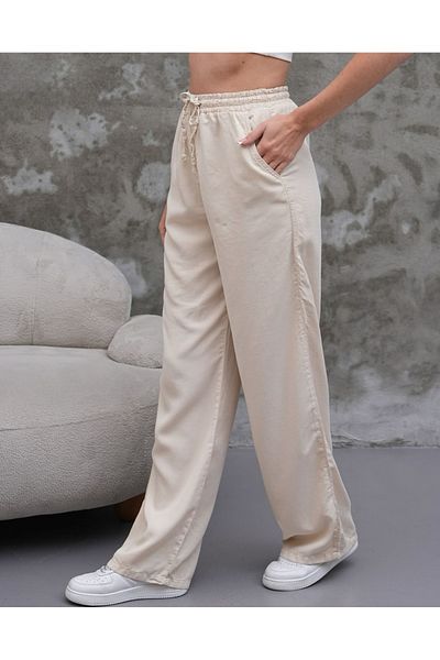 Rich Star Wide Leg Elastic Waist Thin Fabric Trousers
